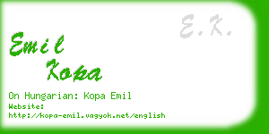 emil kopa business card